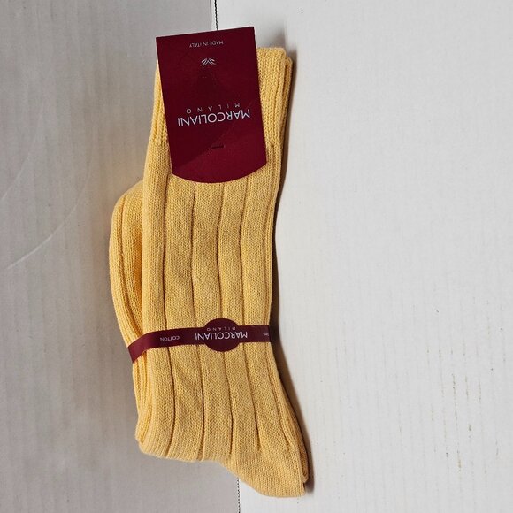New Marcoliani Milano Socks Made in Italy Pima Cotton Casual 870T Yellow Gold - Picture 1 of 8